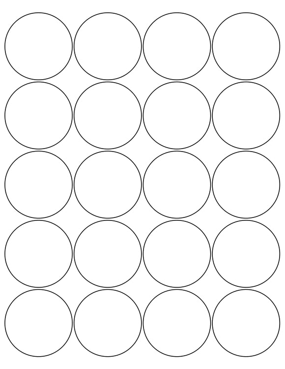 2 Diameter Round White Label Sheet