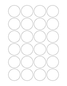 1 1/2 Diameter Round PREMIUM Water-Resistant White Inkjet Label Sheets (Pack of 250) (24 up)