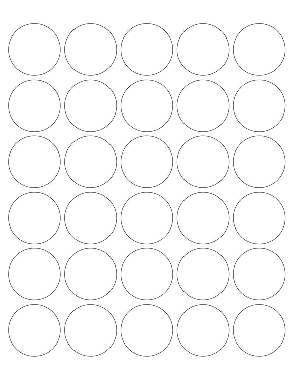 1 1/2 Diameter Round White Label Sheet (30 up)
