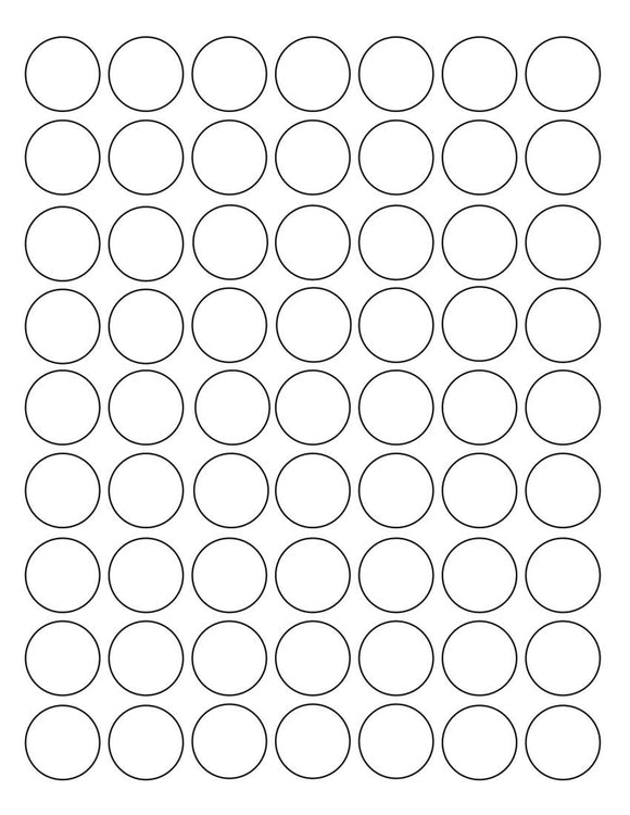 1 Diameter Round White Label Sheet