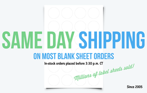 Same Day Shipping Blank Label Sheets