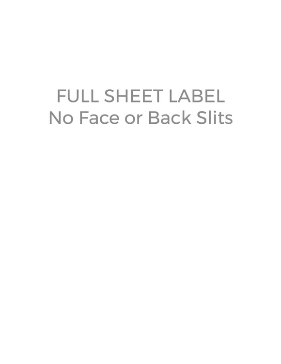 8 1/2 x 11 Rectangle White Label Sheet (no slit face or back)