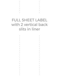 8 1/2 x 11 Rectangle White Label Sheet (w/ 2 vert back slits)