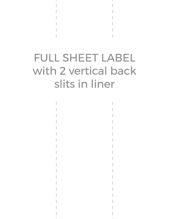 8 1/2 x 11 Rectangle White High Gloss Laser Label Sheet (w/ 2 vert back slits)