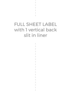 8 1/2 x 11 Rectangle White High Gloss Laser Label Sheet (w/ 1 vert back slit)