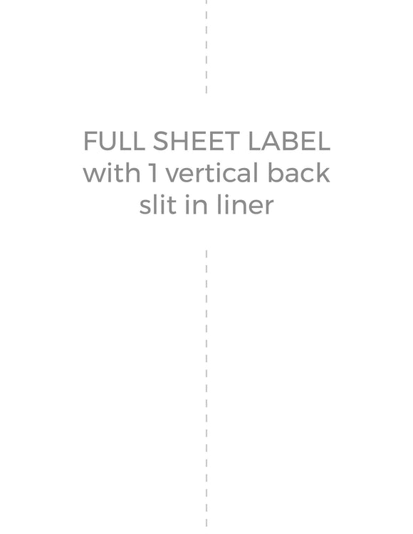8 1/2 x 11 Rectangle White High Gloss Laser Label Sheet (w/ 1 vert back slit)