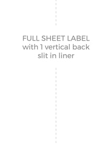 8 1/2 x 11 Rectangle White Label Sheet (w/ 1 vert back slit)