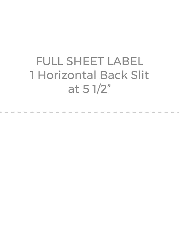 8 1/2 x 11 Rectangle White Label Sheet (w/ horz back slit at 5 1/2)