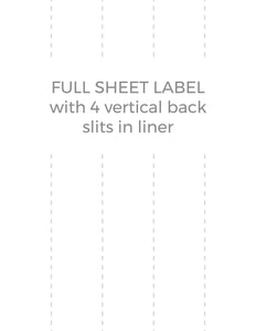 8 1/2 x 11 Rectangle Natural Ivory Label Sheet (w/ 4 vert back slits)