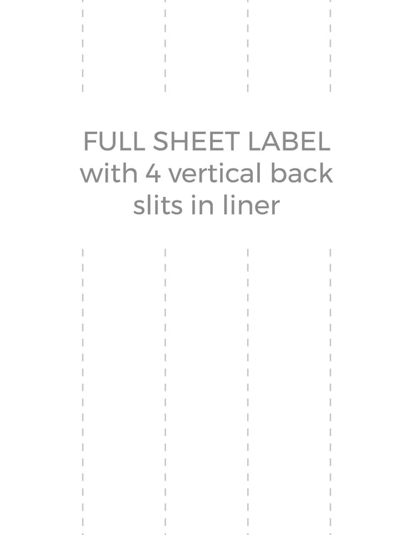 8 1/2 x 11 Rectangle White Label Sheet (w/ 4 vert back slits)