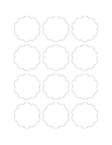 2 Diameter Scallop Shape Hang Tag Sheet (Die-Cut White Cardstock)