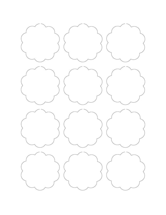 2 Diameter Scallop Shape Hang Tag Sheet (Die-Cut White Cardstock)