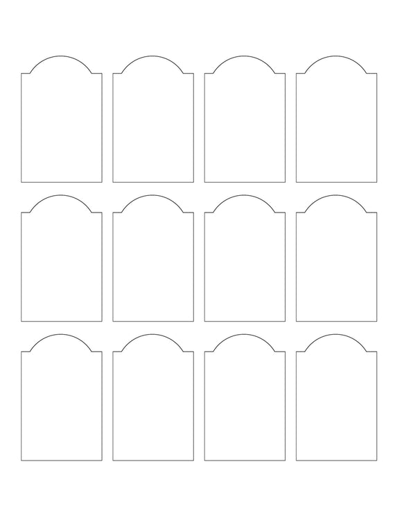 1.75 x 2.75 Dome Top Rectangle Hang Tag Sheet (Die-Cut White Cardstock)