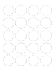 1.75 Diameter Scallop Shape Hang Tag Sheet (Die-Cut White Cardstock)