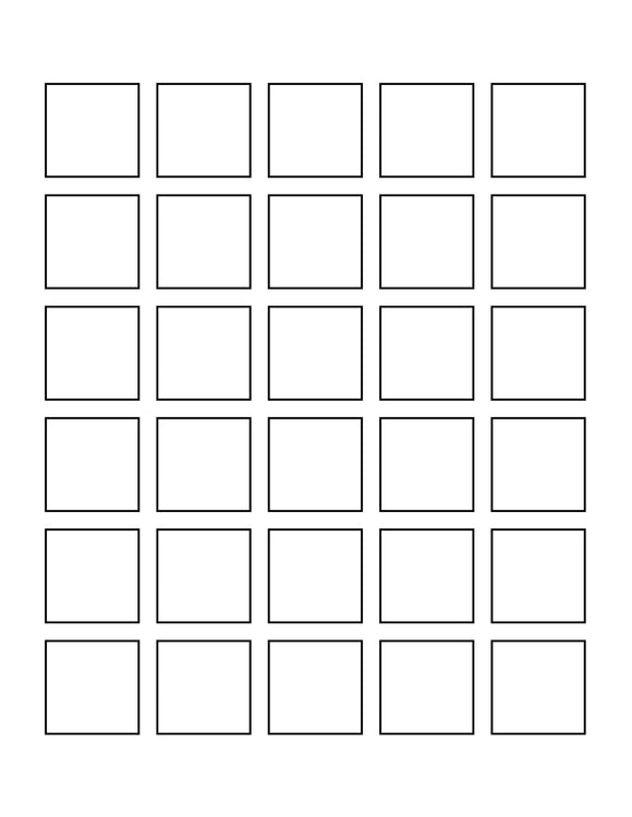 1.25 x 1.25 Square Hang Tag Sheet (Die-Cut White Cardstock)
