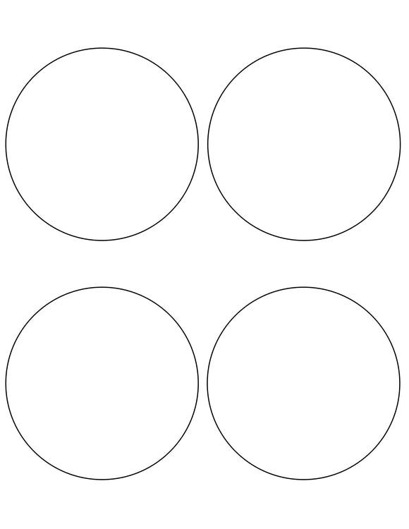 4 Diameter Round White Label Sheet