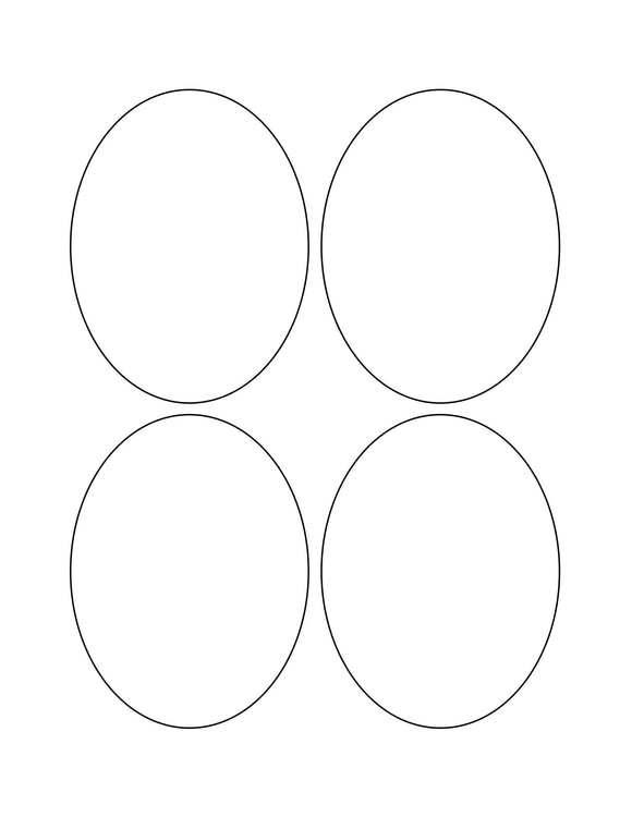 3 1/4 x 4 1/4 Oval Removable White Printed Label Sheet