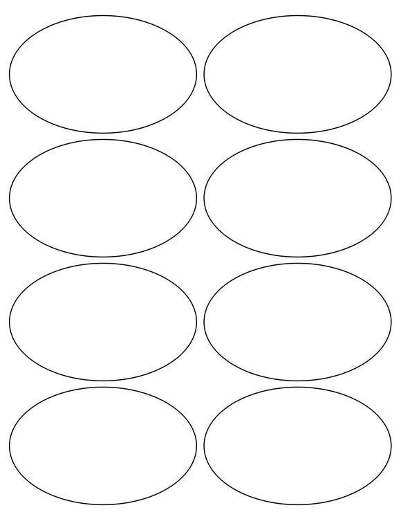 4 x 2 1/2 Oval White Label Sheet