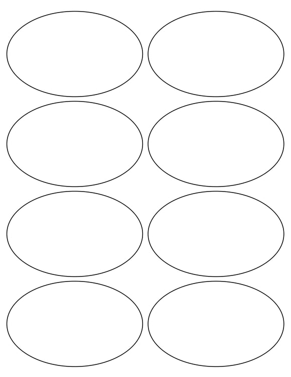 4 x 2 1/2 Oval White Printed Label Sheet