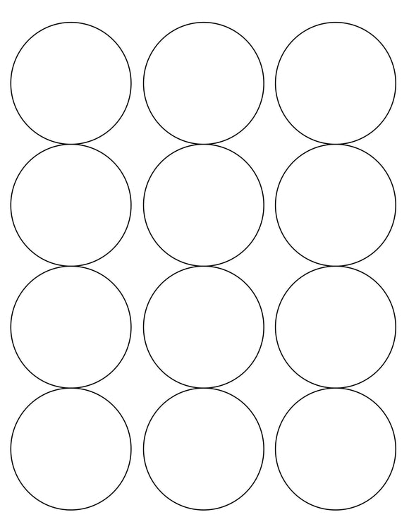 2 1/2 Diameter Round White Label Sheet (12 up)