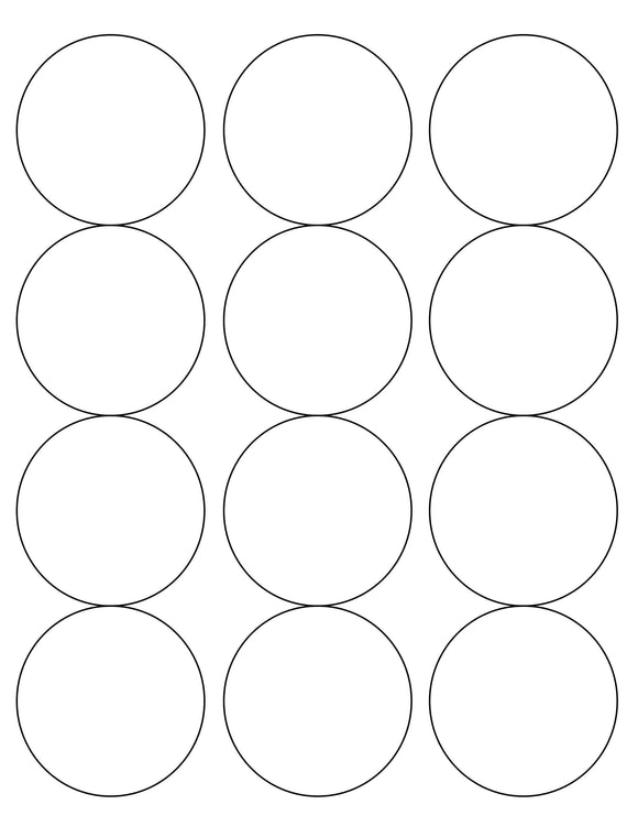 2 1/2 Diameter Round Recycled White Label Sheet (12 up)