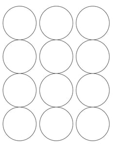 2 1/2 Diameter Round PREMIUM Water-Resistant White Inkjet Label Sheets (Pack of 250) (12 up)