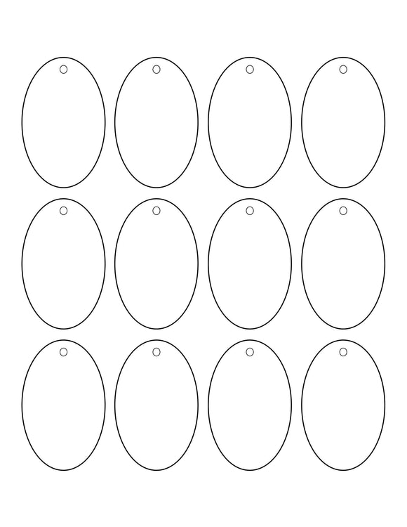 1.75 x 2.75 Oval Micro-nikked Hang Tag Sheet w/ pre-drilled 3/16 hole