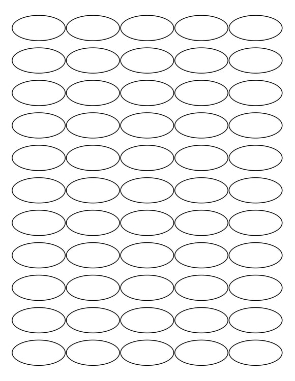 1 1/2 x 3/4 Oval White Label Sheet