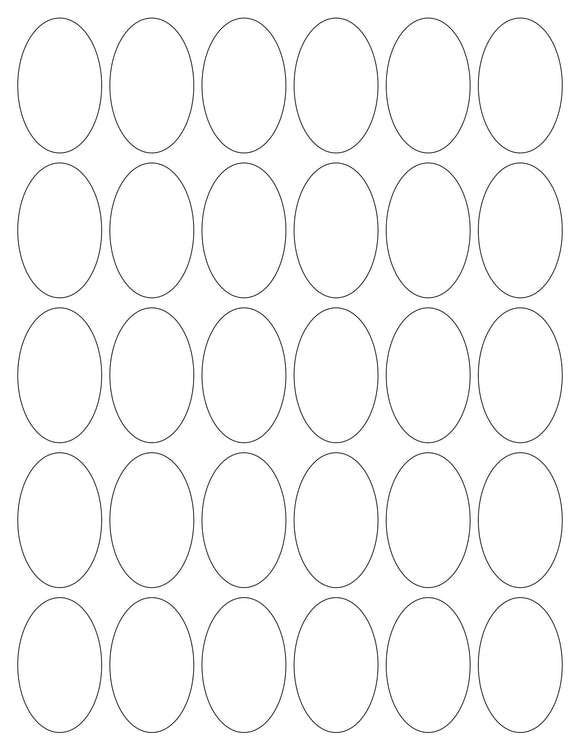 1 1/4 x 2 Oval Natural Ivory Label Sheet