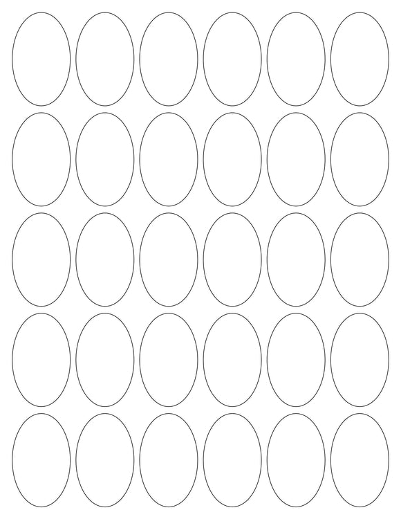 1 1/4 x 2 Oval White Label Sheet