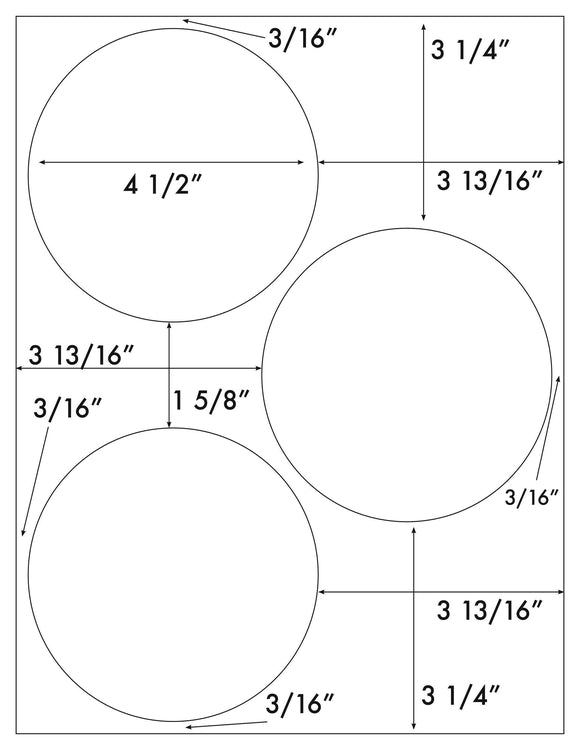 4 1/2 Diameter Round White Label Sheet