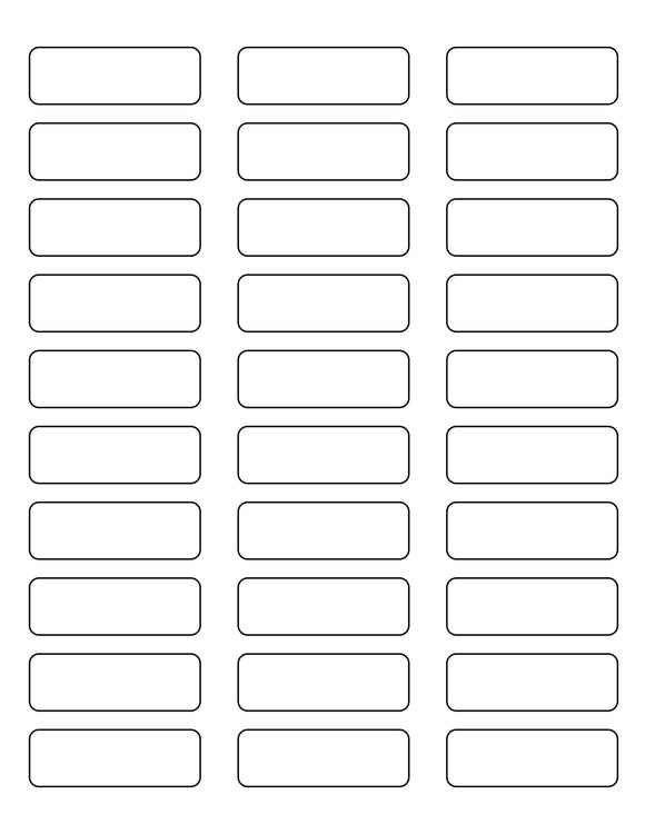 2 1/4 x 3/4 Rectangle White Label Sheet