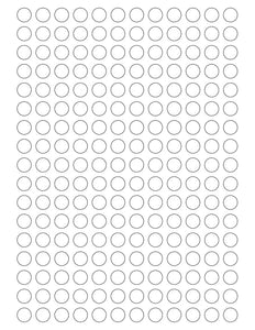 1/2 Diameter Round White Label Sheet