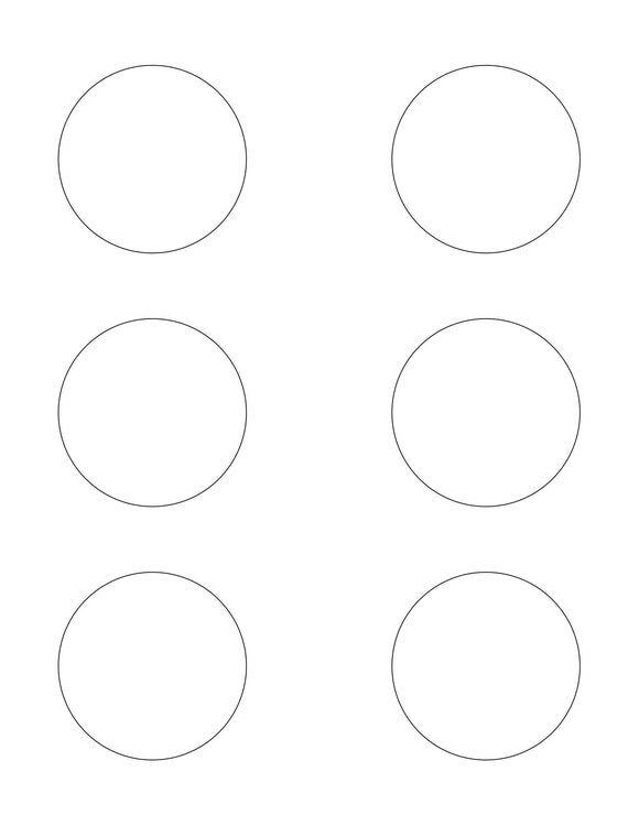 2 1/2 Diameter Round White Label Sheet (6 up)