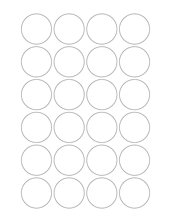 1 1/2 Diameter Round Recycled White Printed Label Sheet (24 up)