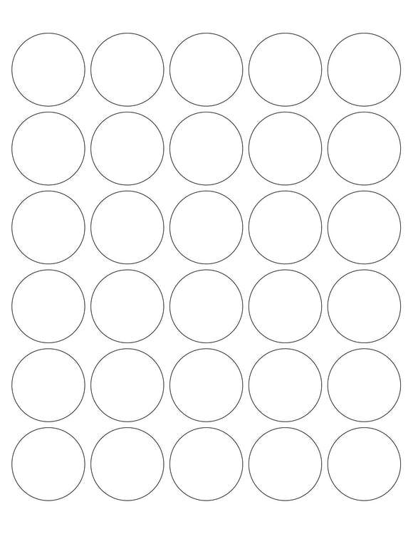1 1/2 Diameter Round White Photo Gloss Inkjet Label Sheet (30 up)