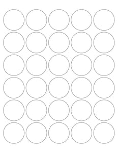 1 1/2 Diameter Round Water-Resistant White Polyester Laser Label Sheet (30 up)