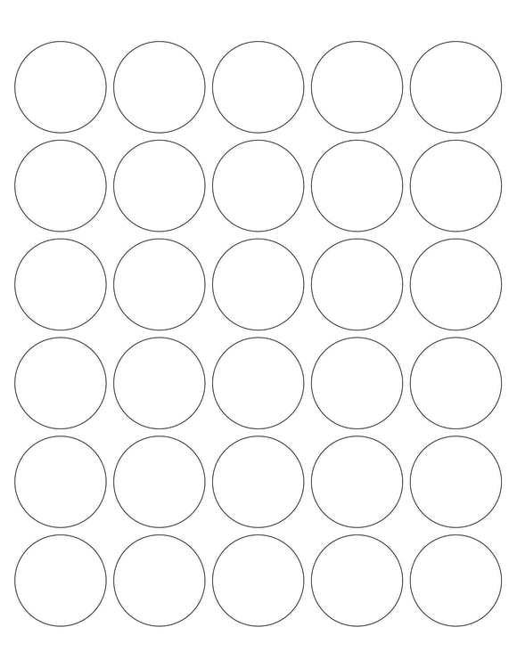 1 1/2 Diameter Round Removable White Printed Label Sheet (30 up)