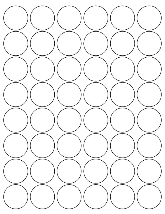 1 1/4 Diameter Round White Label Sheet