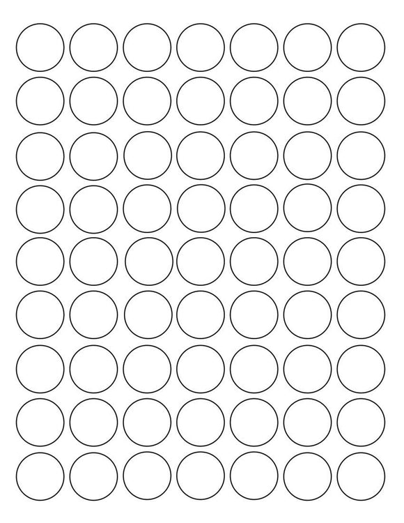 1 Diameter Round Foil Label Sheet