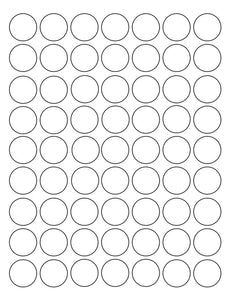 1 Diameter Round White Label Sheet