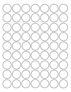 1 Diameter Round Fluorescent YELLOW Label Sheet (Bulk Pack 500 Sheets)