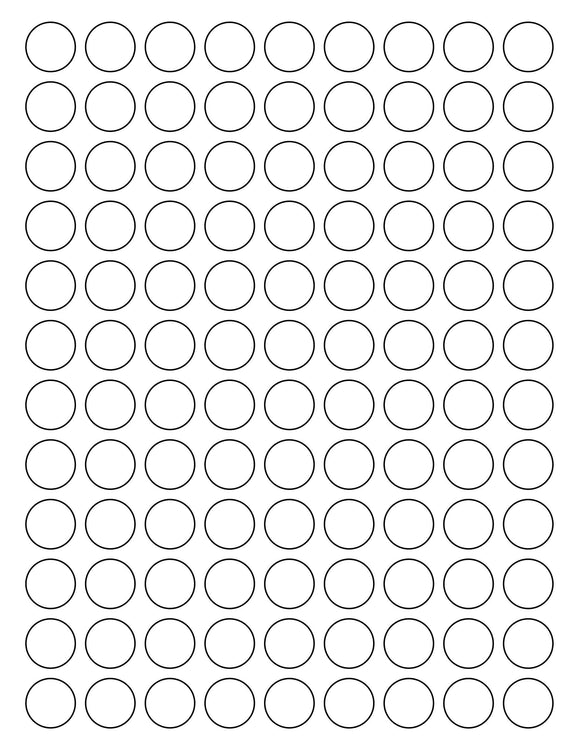 3/4 Diameter Round White Photo Gloss Inkjet Label Sheet
